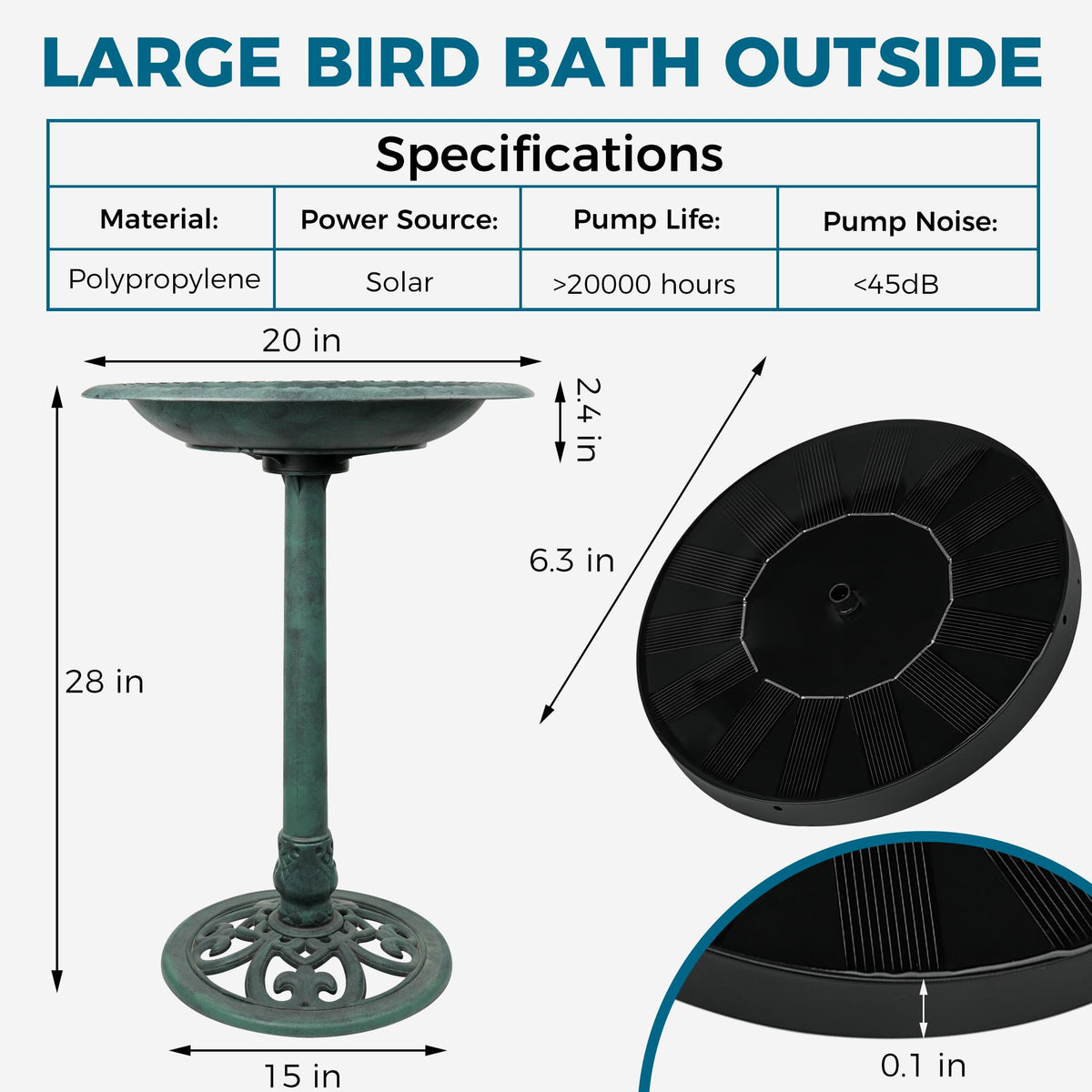 Vypart Bird Bath ground stakes secure stability on lawn