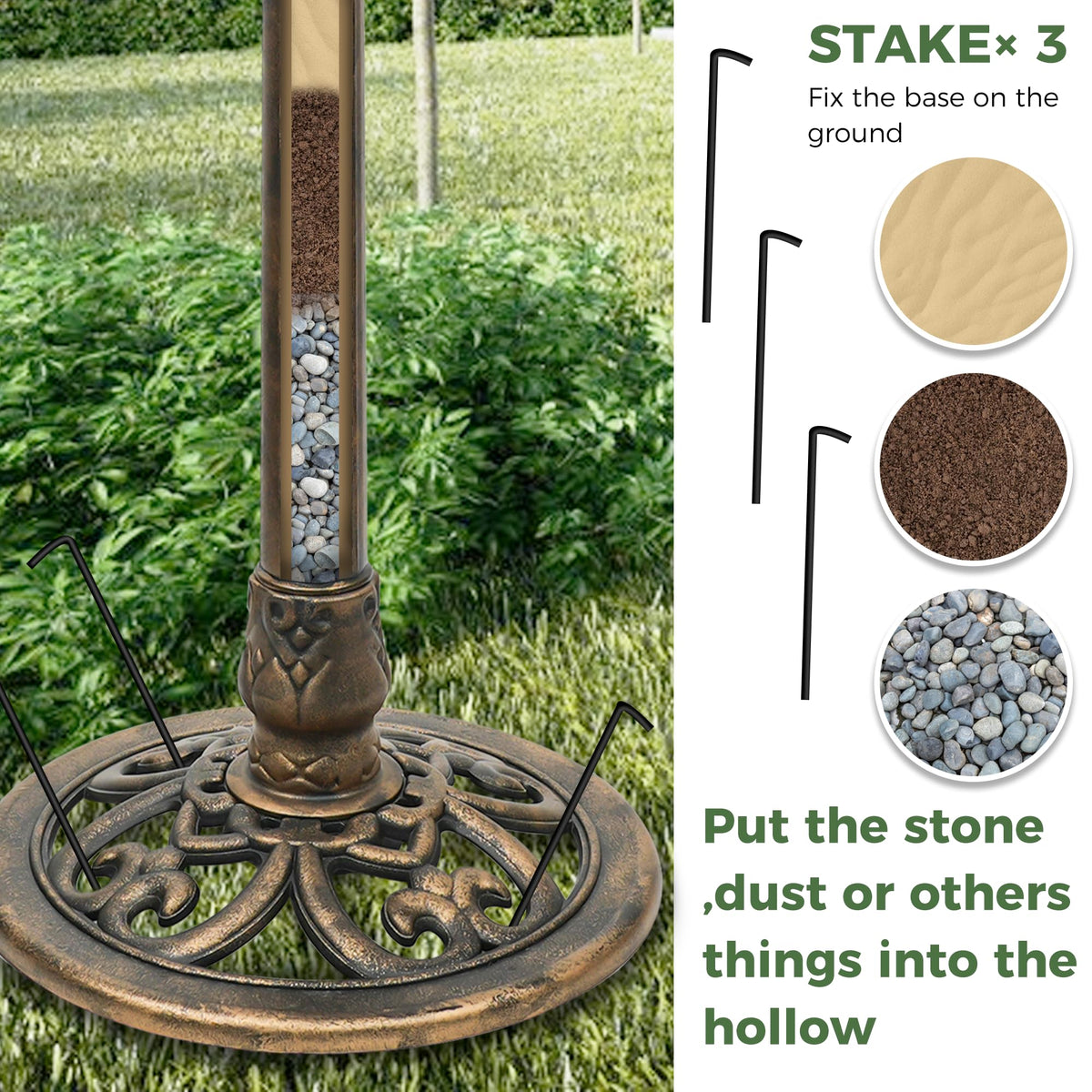 Vypart birdbath assembly guide enables quick setup.