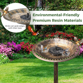Vypart sturdy resin birdbath withstands sun and cold.