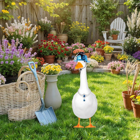 Vzuito outdoor garden decor enhances yard displays with blue theme.