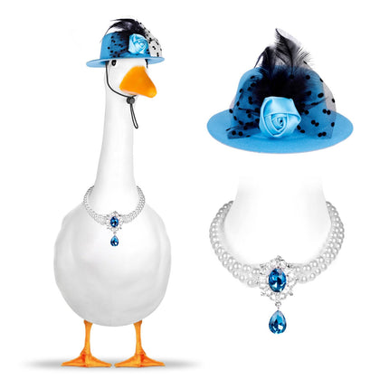 Vzuito royal blue goose outfit necklace for elegant lawn decor and sparkle.