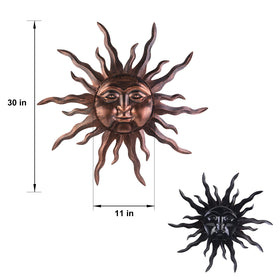 VZVXCC sun face 3D detail in bronze finish enhances outdoor garden decor