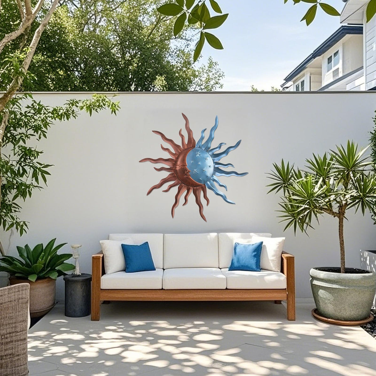 VZVXCC sun-moon wall art hanging with keyhole mount