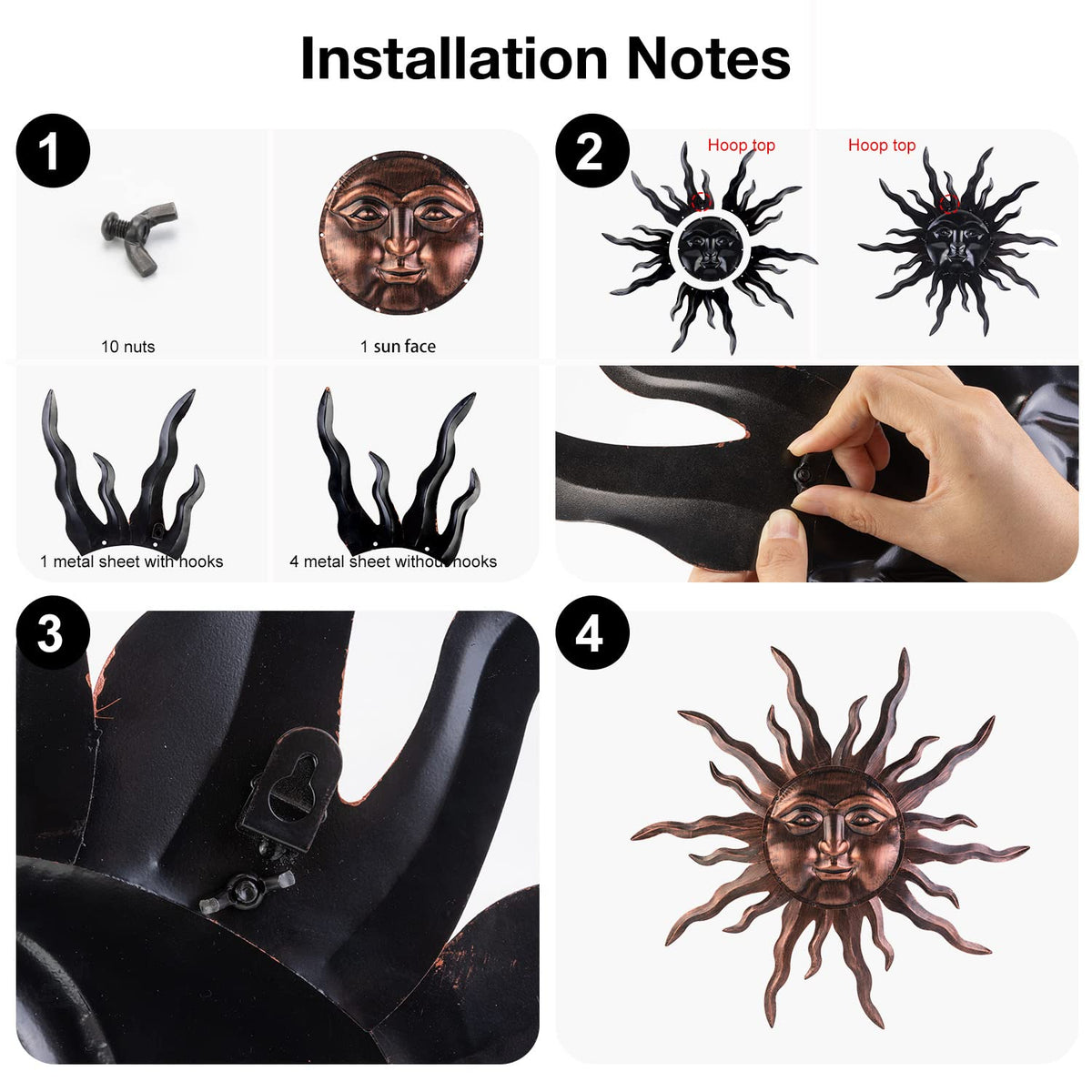 VZVXCC sun wall art outdoor bronze resists weather for a porch focal point