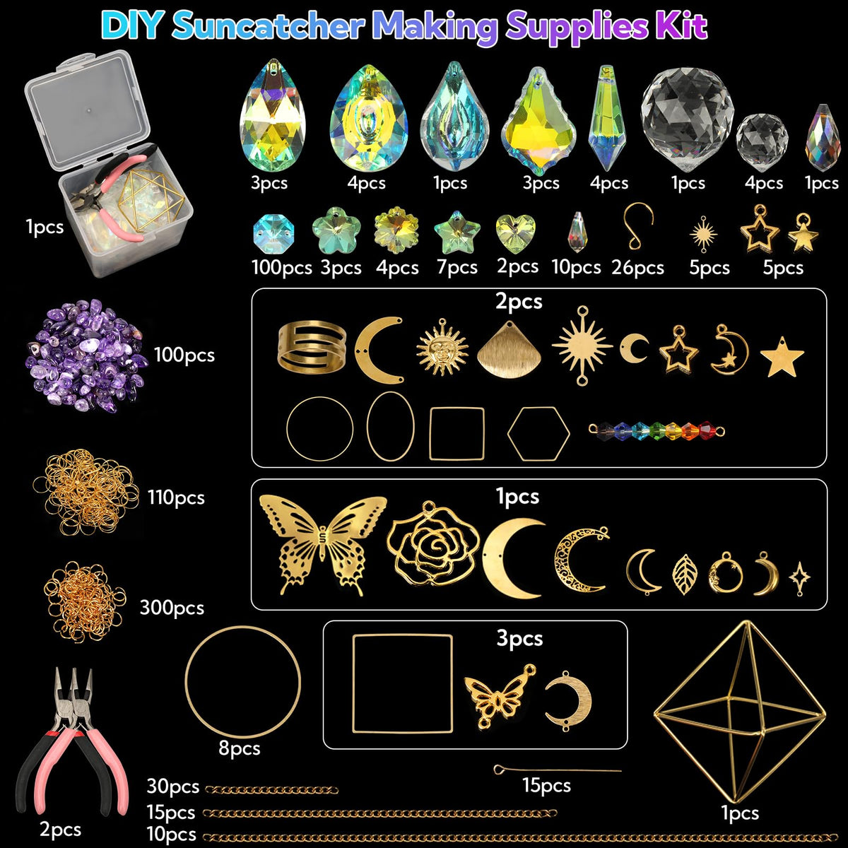 VZZNN durable metal hardware keeps suncatchers sparkling year-round.