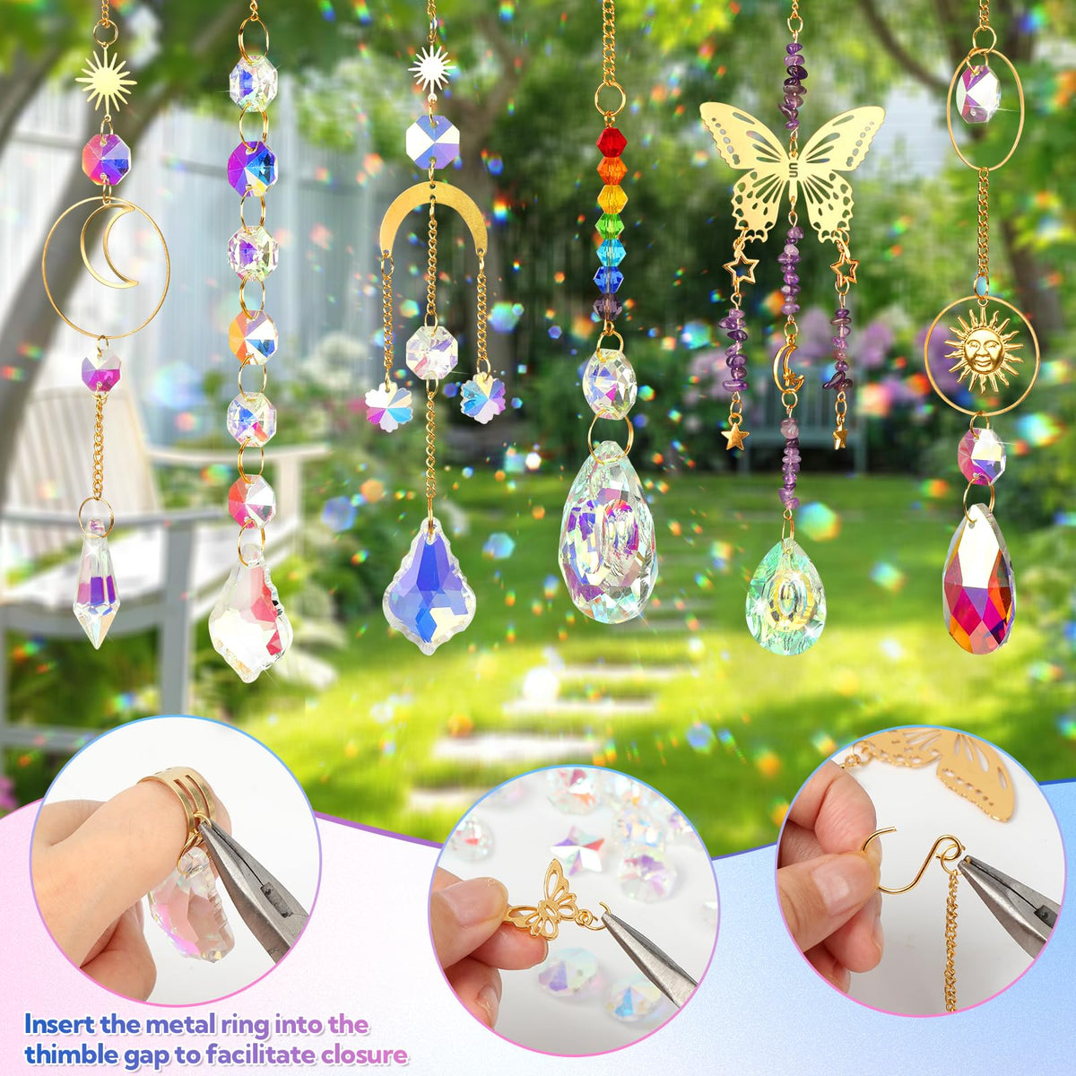 VZZNN butterfly and rose charms add elegant focal points to hanging decor.
