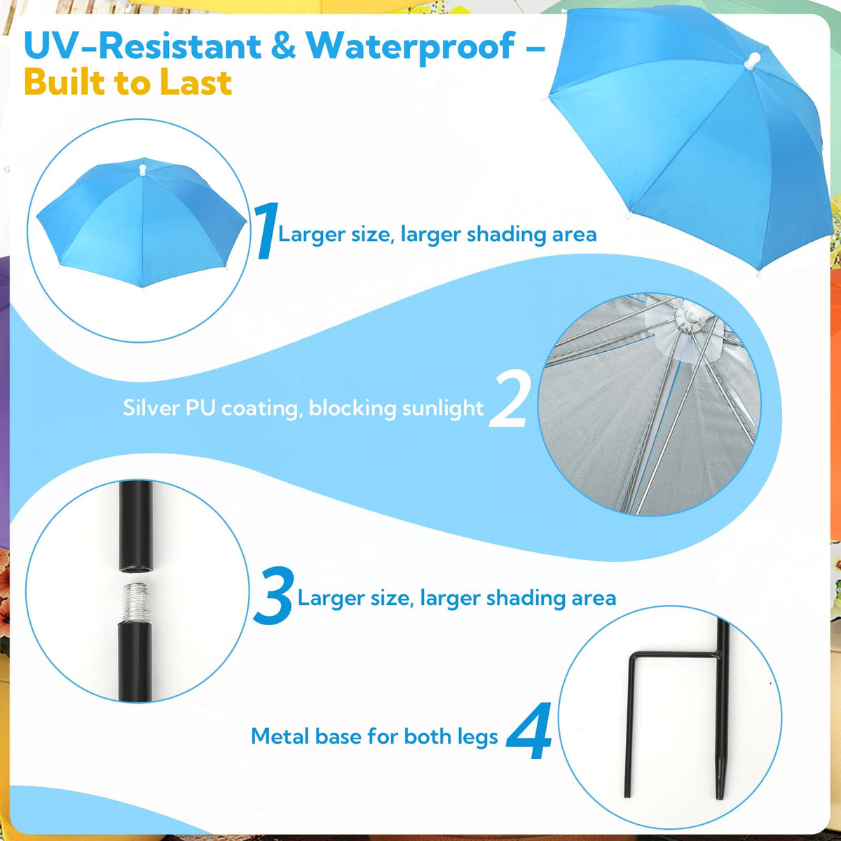 VZZNN water-resistant canopy endures sunny climates.