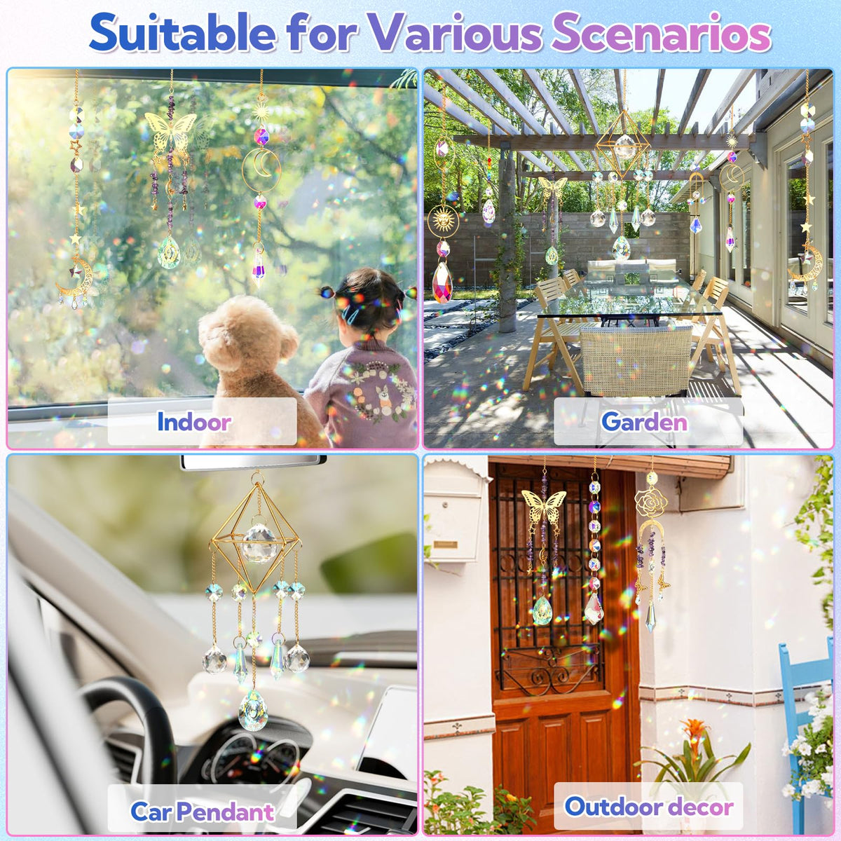 VZZNN windows or garden hangings brighten spaces with ethereal sparkle.