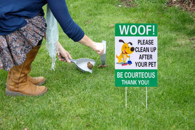 WaaHome no-poop-pee yard sign communicates etiquette at a glance.