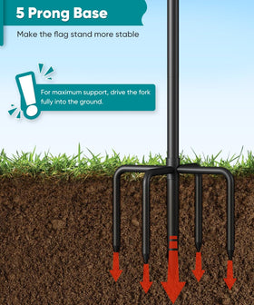 Waaliji adjustable-height flag stand enables 32 to 48 inch displays outdoors.