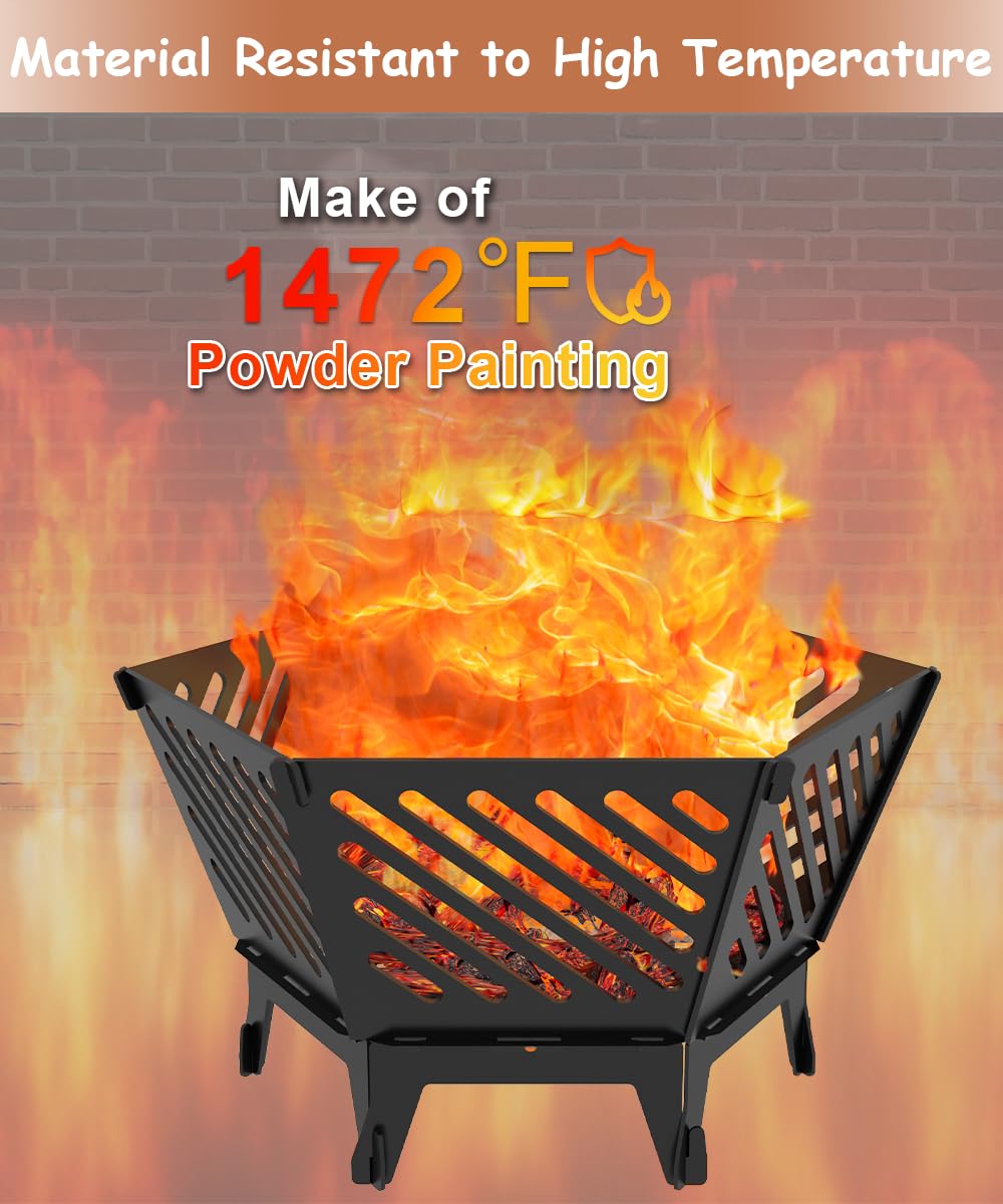 Waaliji hexagon fire pit showing diagonal vents for improved airflow