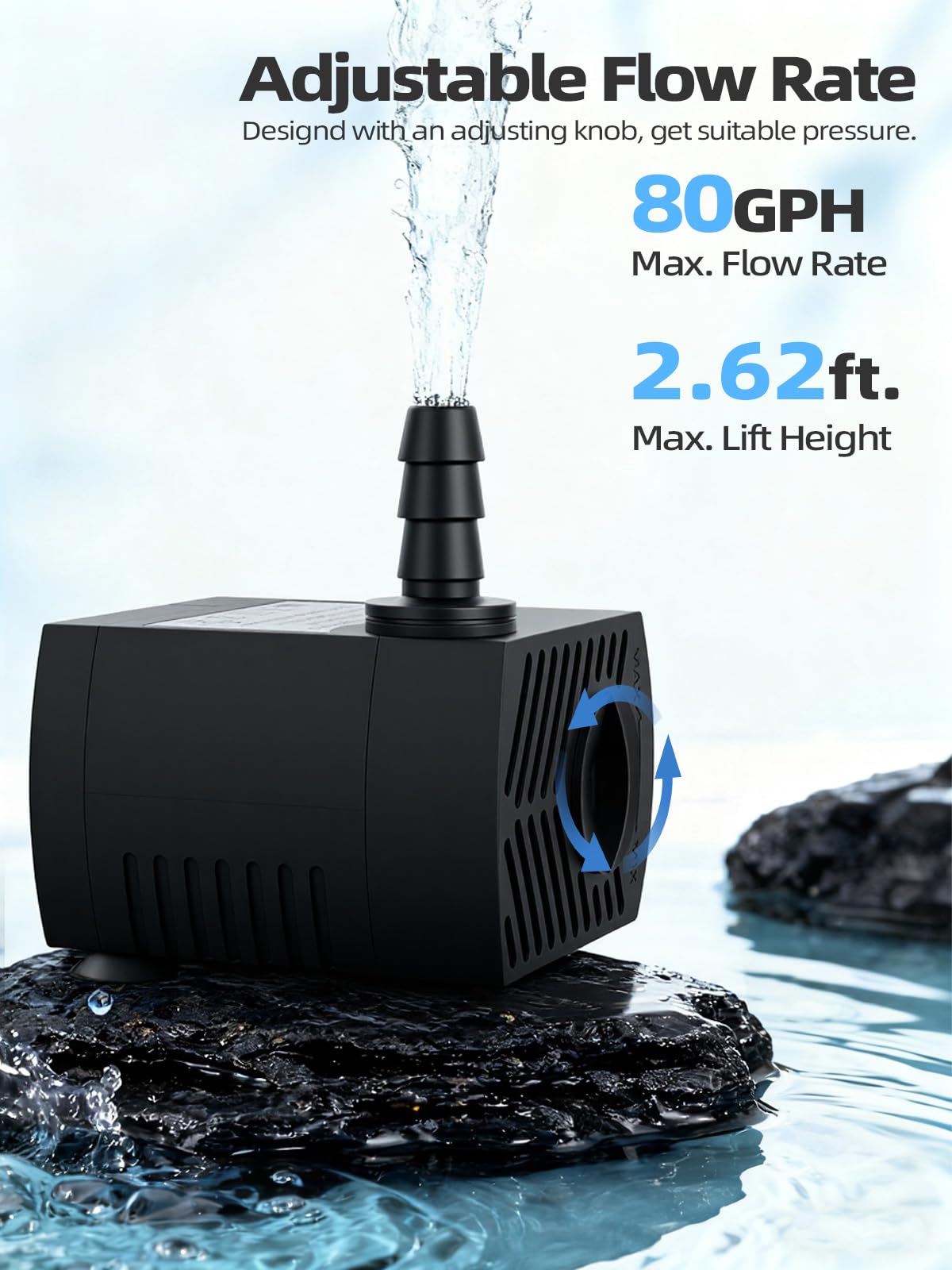 waatoos pump with three bottom suction cups provides stable mounting