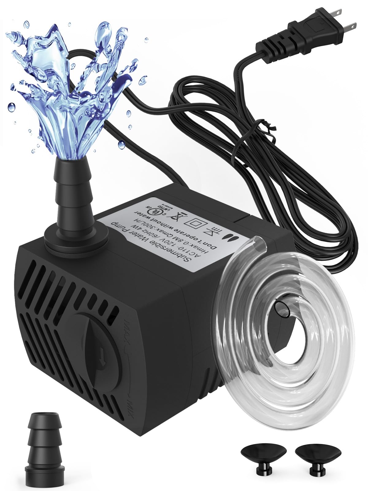 waatoos 80GPH mini submersible pump front view saves space in small setups