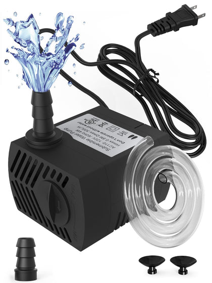 waatoos 80GPH mini submersible pump front view saves space in small setups