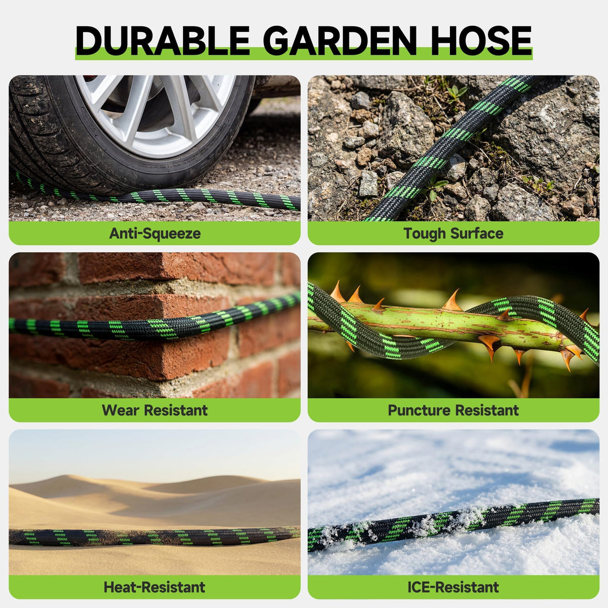 Wabolay garden hose withstands up to 600 PSI for safe high-pressure cleaning.