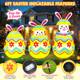 Wabolay 6ft bunny in egg creates a playful centerpiece for egg hunts.