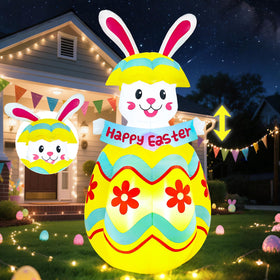 Wabolay 6ft Easter bunny pop-up lights up your yard for festive greetings.