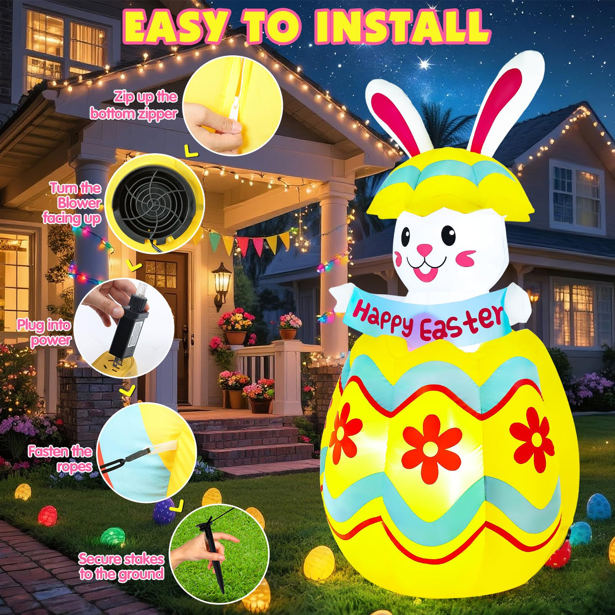Wabolay Easter decor for indoor or outdoor celebrations boosts curb appeal.