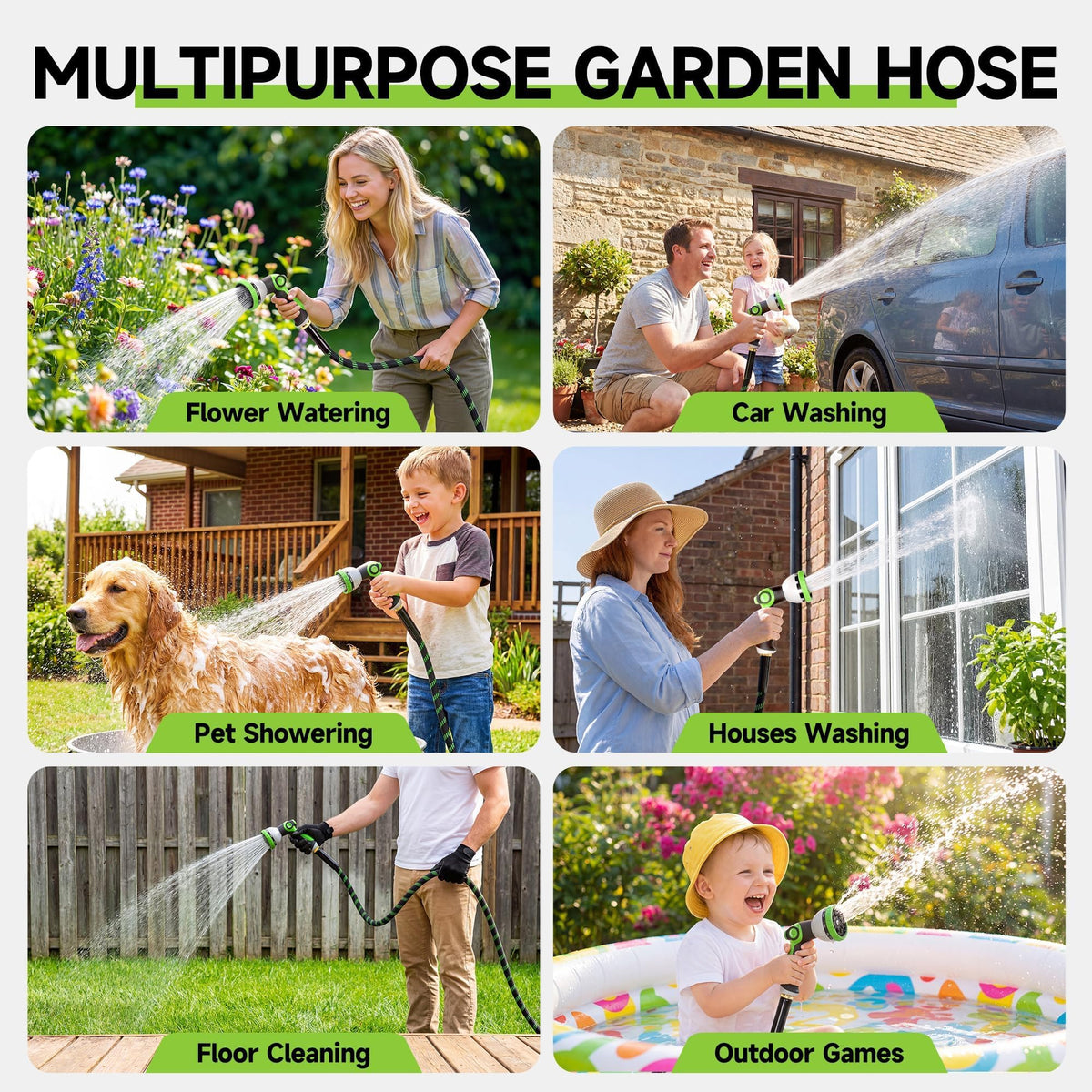 Wabolay 10-function nozzle offers versatile spray patterns for outdoor tasks.