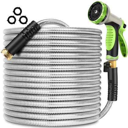 Wabolay metal hose 100ft coils smoothly for effortless outdoor watering.