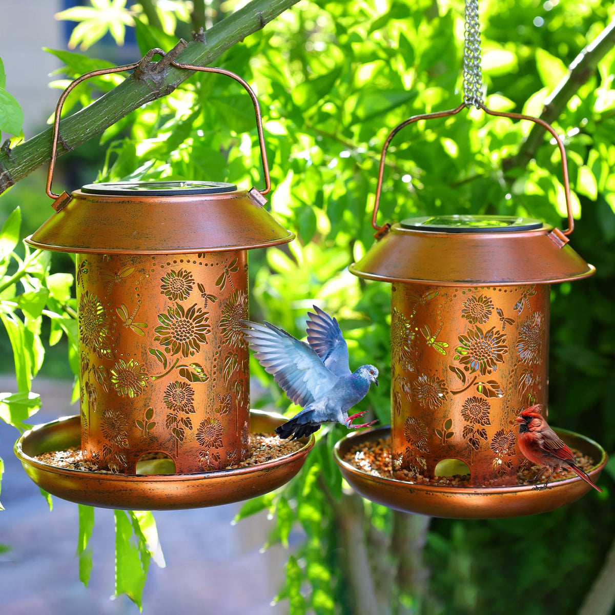 WACLSTDAY metal hanging bird feeder withstands weather for outdoor use