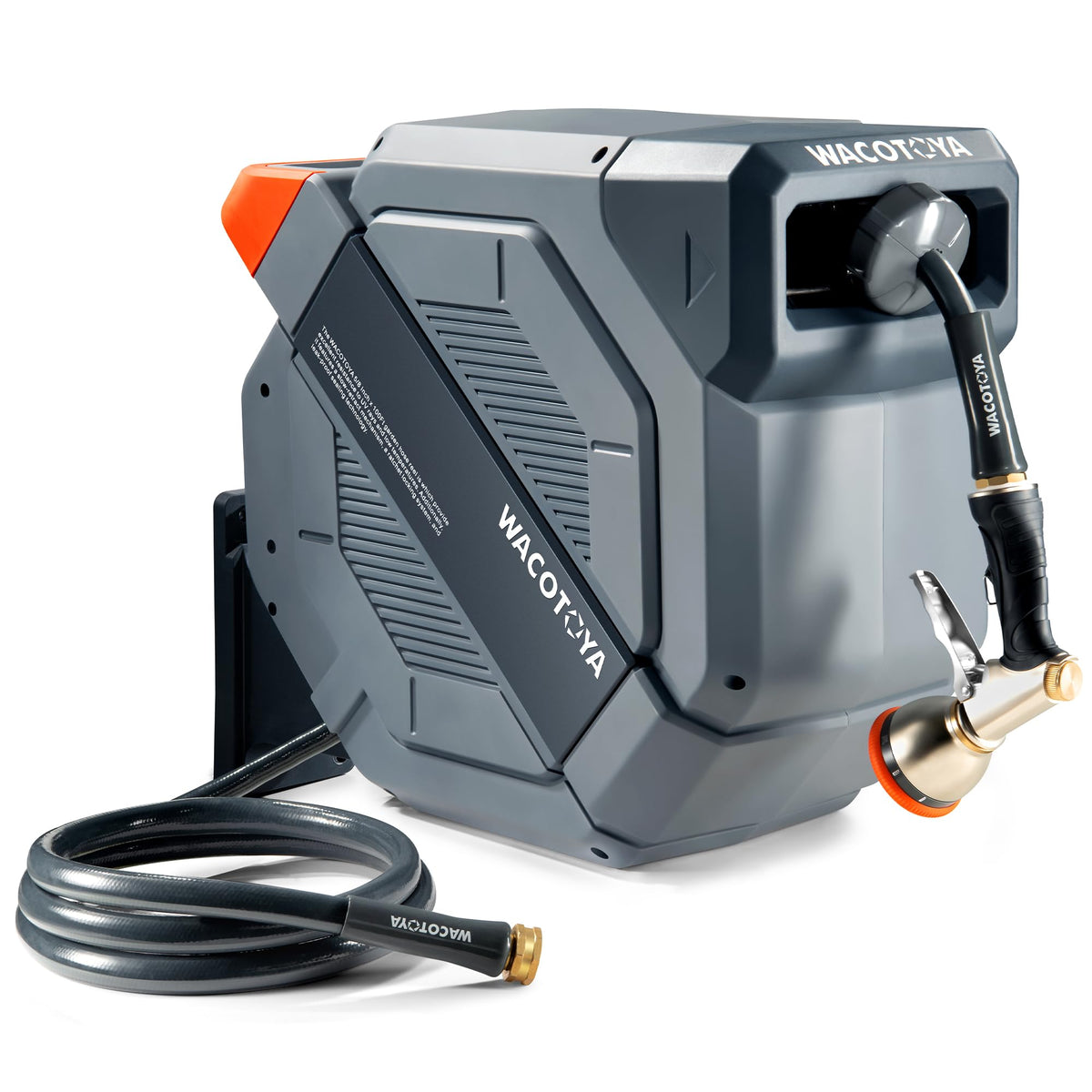 Wacotoya retractable hose reel bracket ensures durable wall mounting for year-round use.