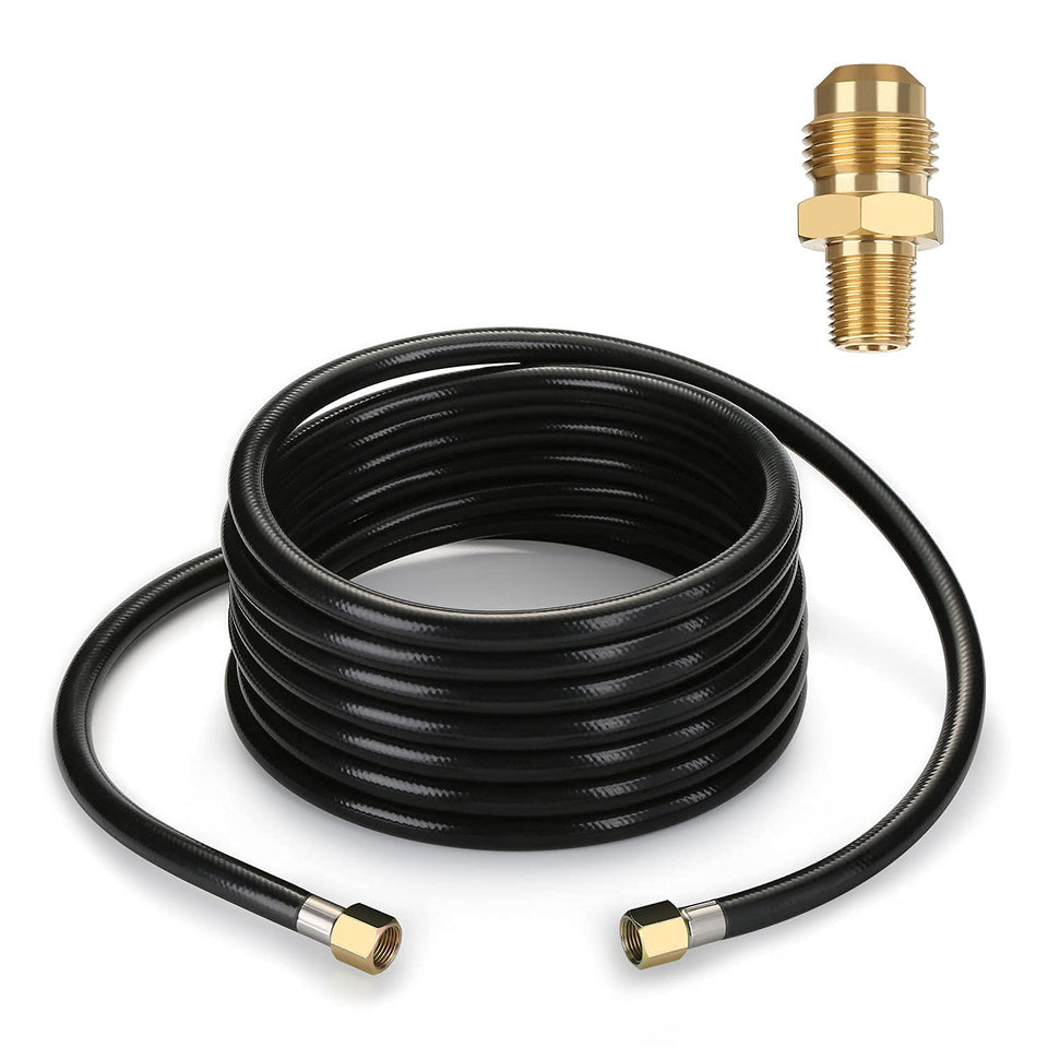 WADEO 20ft propane hose with 3-8 in flare ends for flexible grill connections.