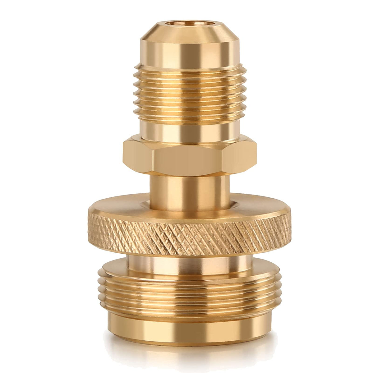 WADEO brass regulator adapter main view showing secure outdoor connection.