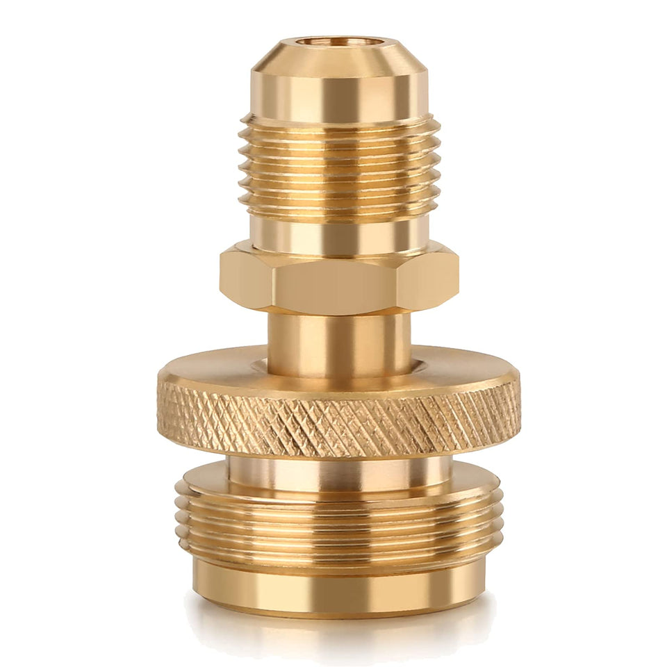 WADEO brass regulator adapter main view showing secure outdoor connection.