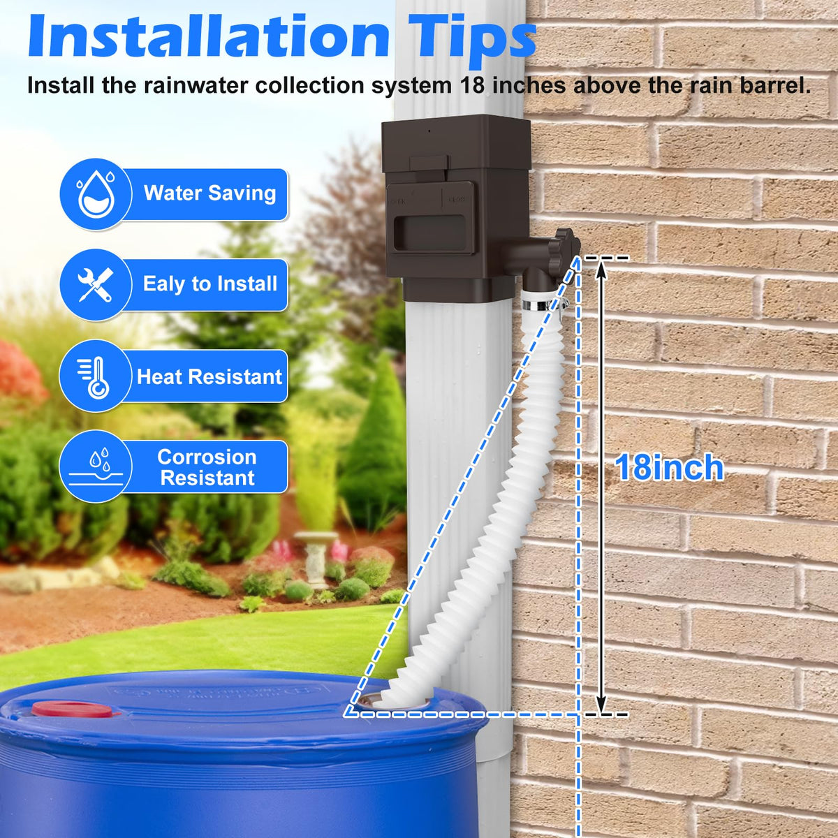 WADEO rain barrel system supports simple outdoor water collection.