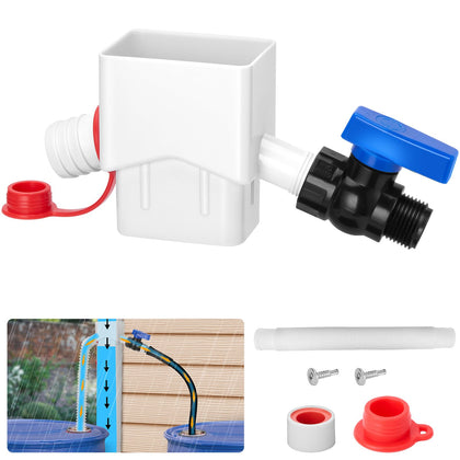 WADEO Downspout Diverter front view for 2x3 downspouts, ready to collect rain