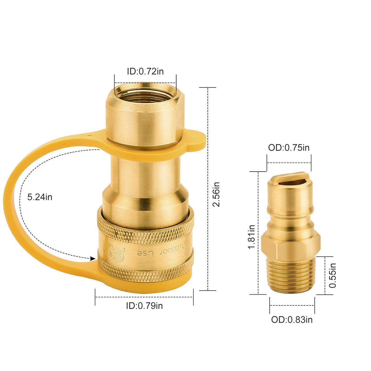 WADEO dust-cap on quick-connect protecting fittings during storage.