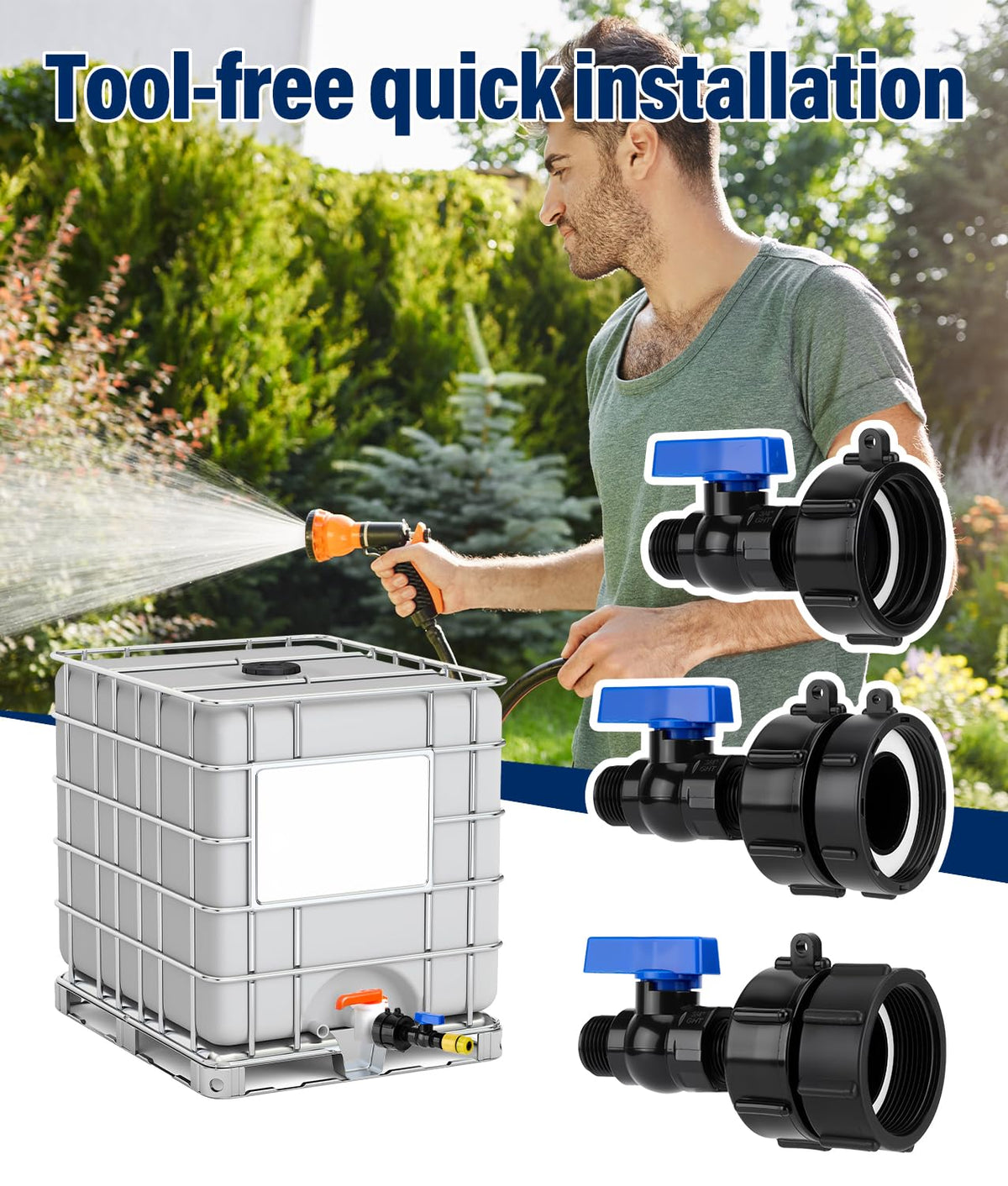 WADEO garden hose quick-connect for fast hose attachment.