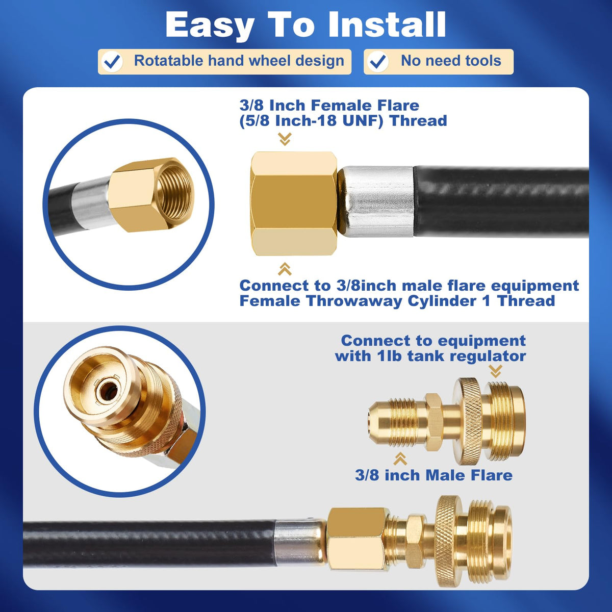 WADEO hand-tighten wheel for tool-free installation