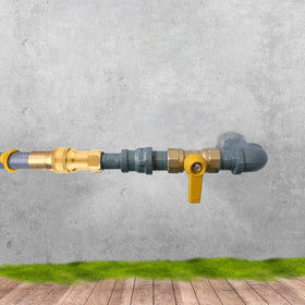 WADEO LP gas fittings ready for quick disconnects in use.