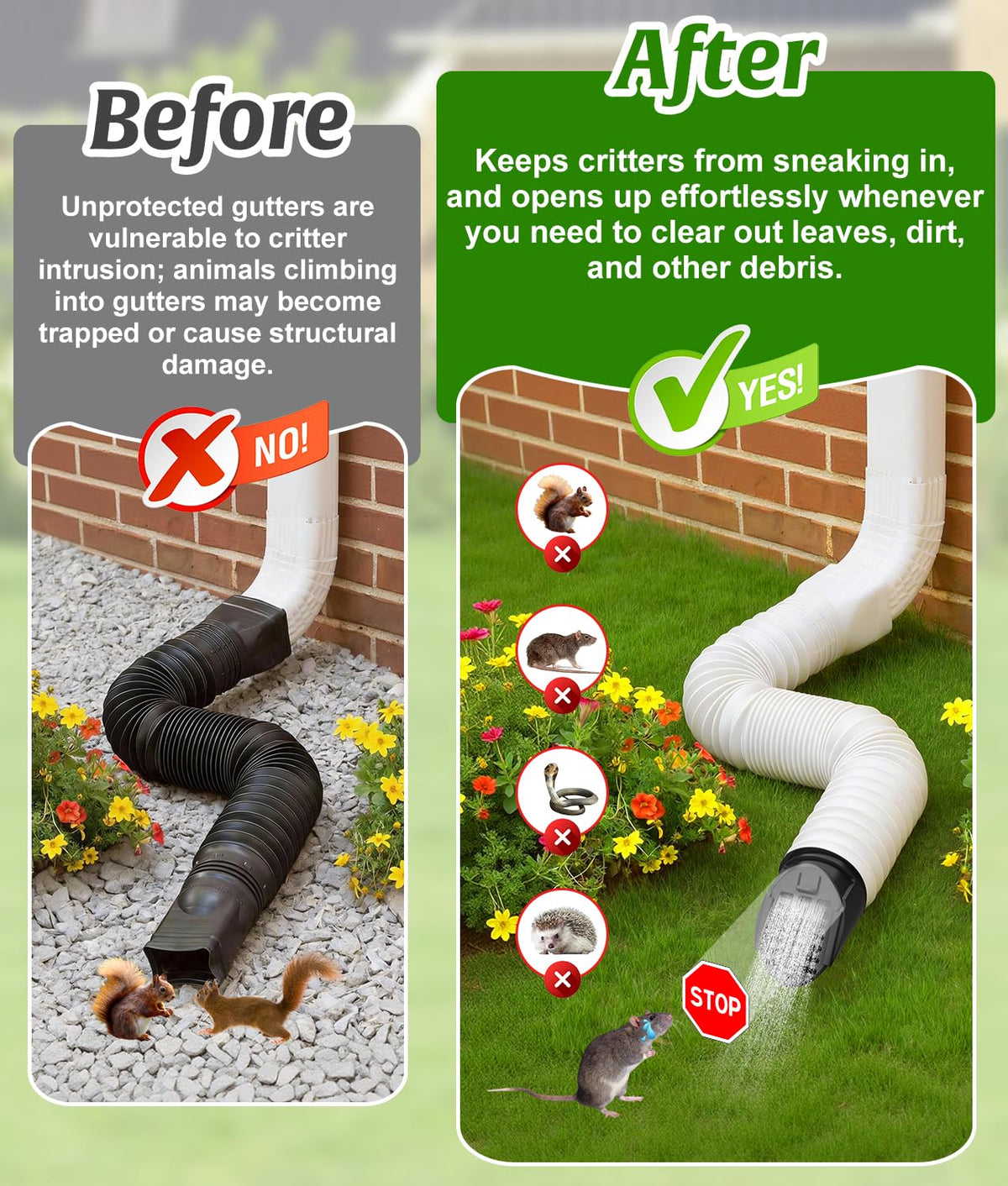 WADEO removable outlet filter blocks leaves for easier cleaning and maintenance.