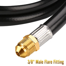 WADEO hose shown unrolled beside a grill enabling easier tank-to-appliance setup