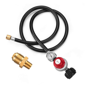 WADEO propane regulator with 4 ft hose, ready for flexible grill setup
