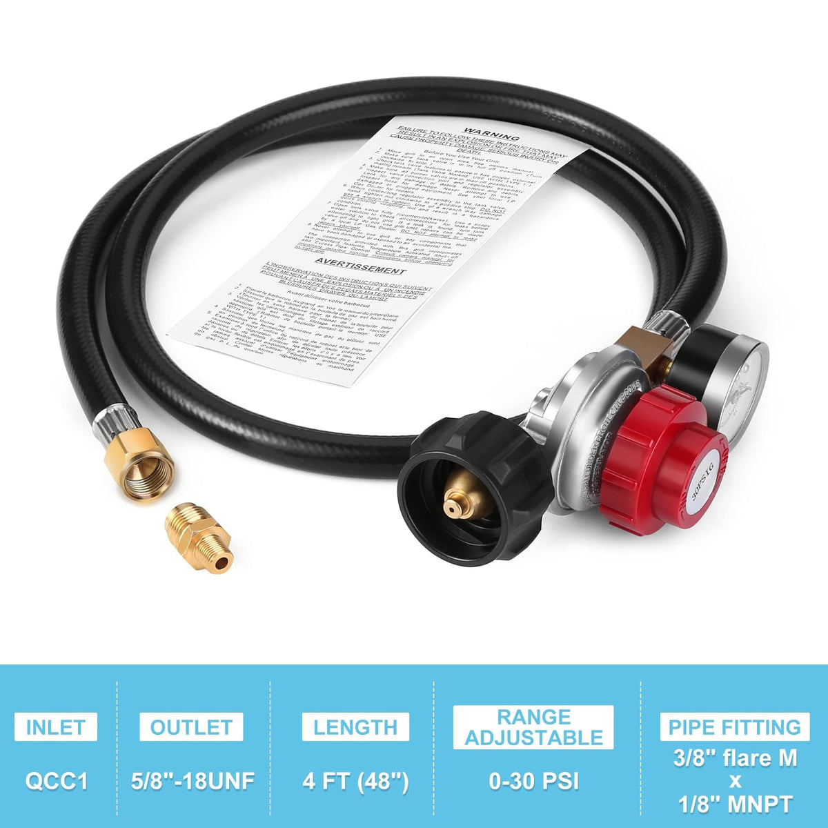 WADEO regulator gauge showing PSI for precise heat control
