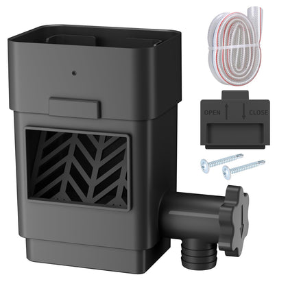 WADEO rainbarrel diverter collection chamber showcases enhanced water capture for gardens.