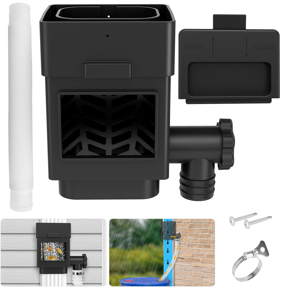 WADEO rainwater collection system downspout diverter for easy setup and directing water