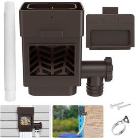 WADEO rainwater collection system installation on a downspout for easy harvesting.