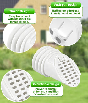 WADEO removable outlet filter ready for quick cleaning and maintenance.