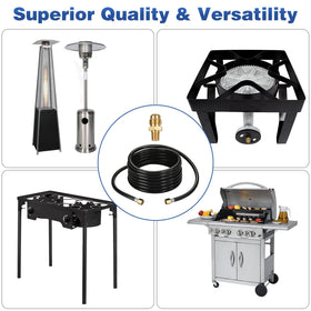WADEO RV and travel trailer use with propane hose for versatile camping setups.
