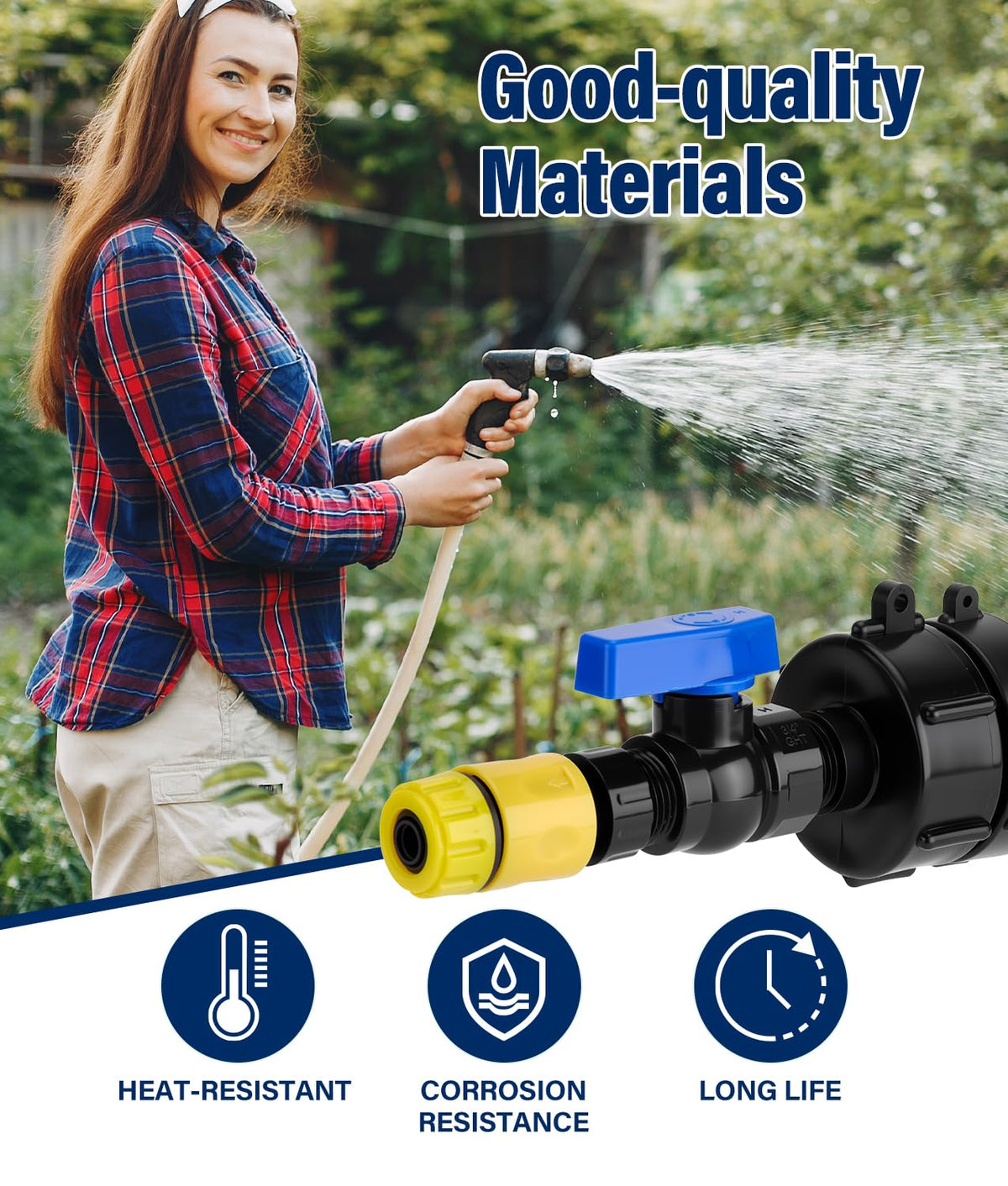 WADEO tote valve handle high-flow for controlled water discharge.