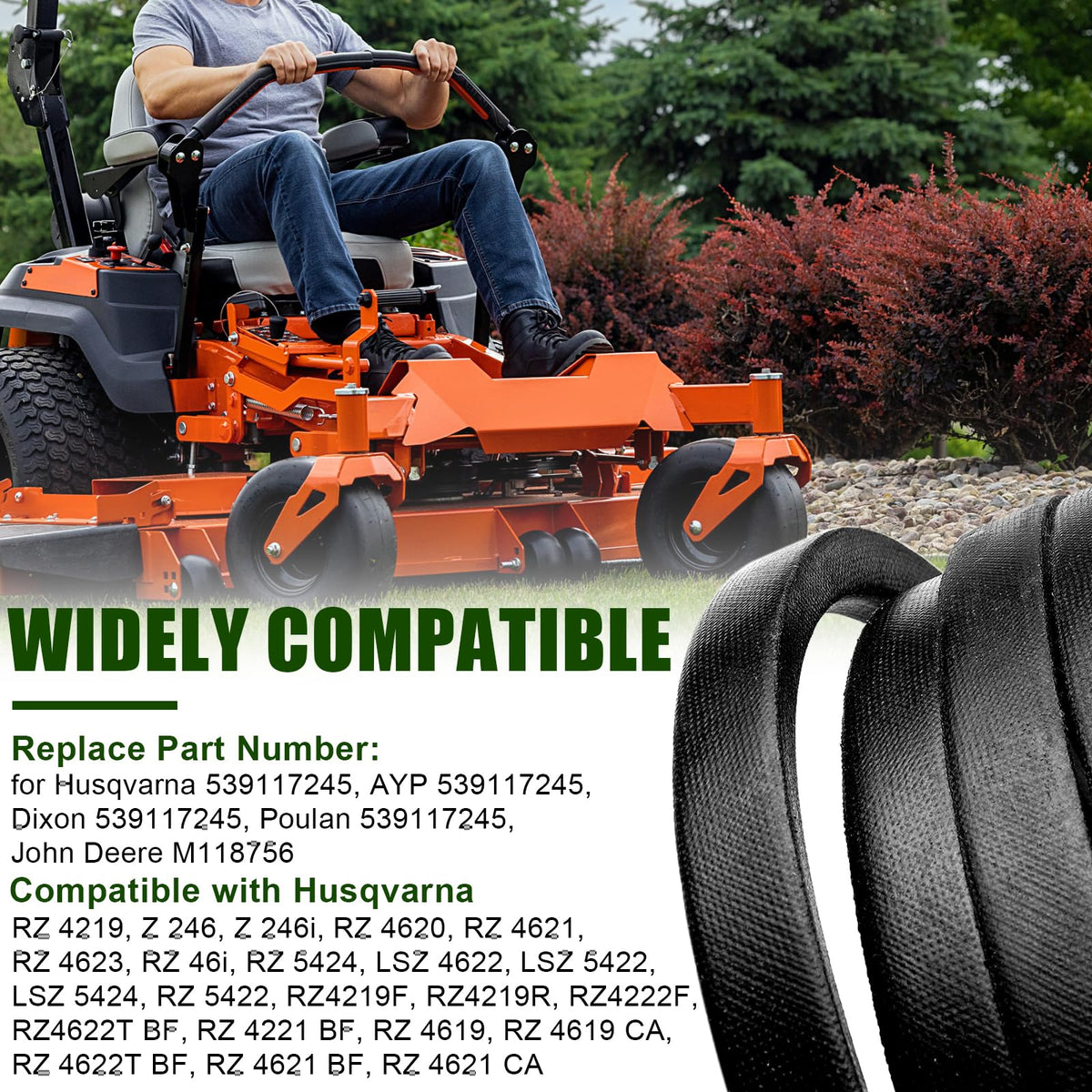 Wadoy 539117245 belt offers heat resistance and wear protection for long life