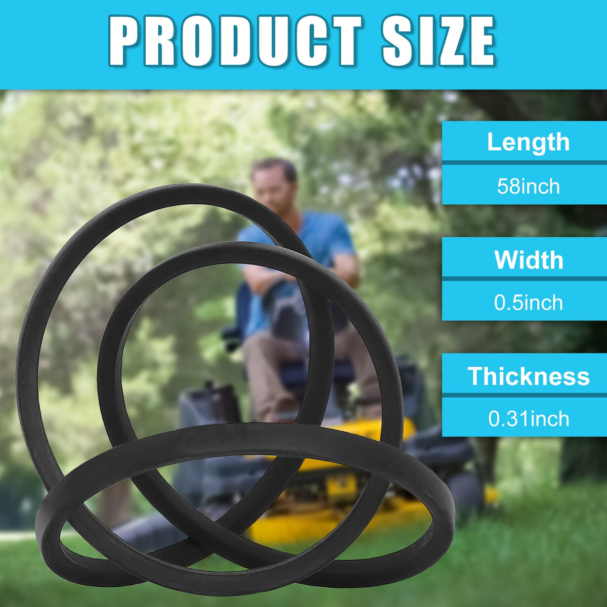 Wadoy 954-04043A drive belt length and tolerance close-up highlighting precision.