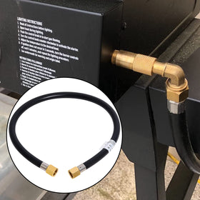 Wadoy flexible rubber propane hose demonstrates bendable, durable extension.