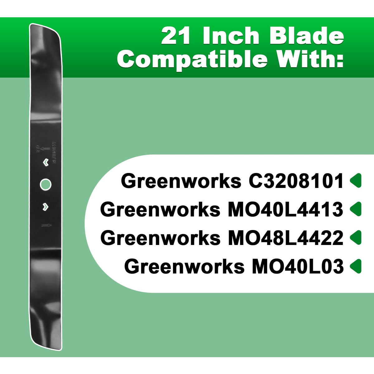 Wadoy precision-cut blade for Greenworks mower ensuring even grass height.