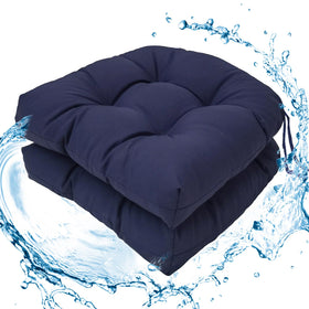 Wadser navy outdoor chair cushions with ties for stable seating